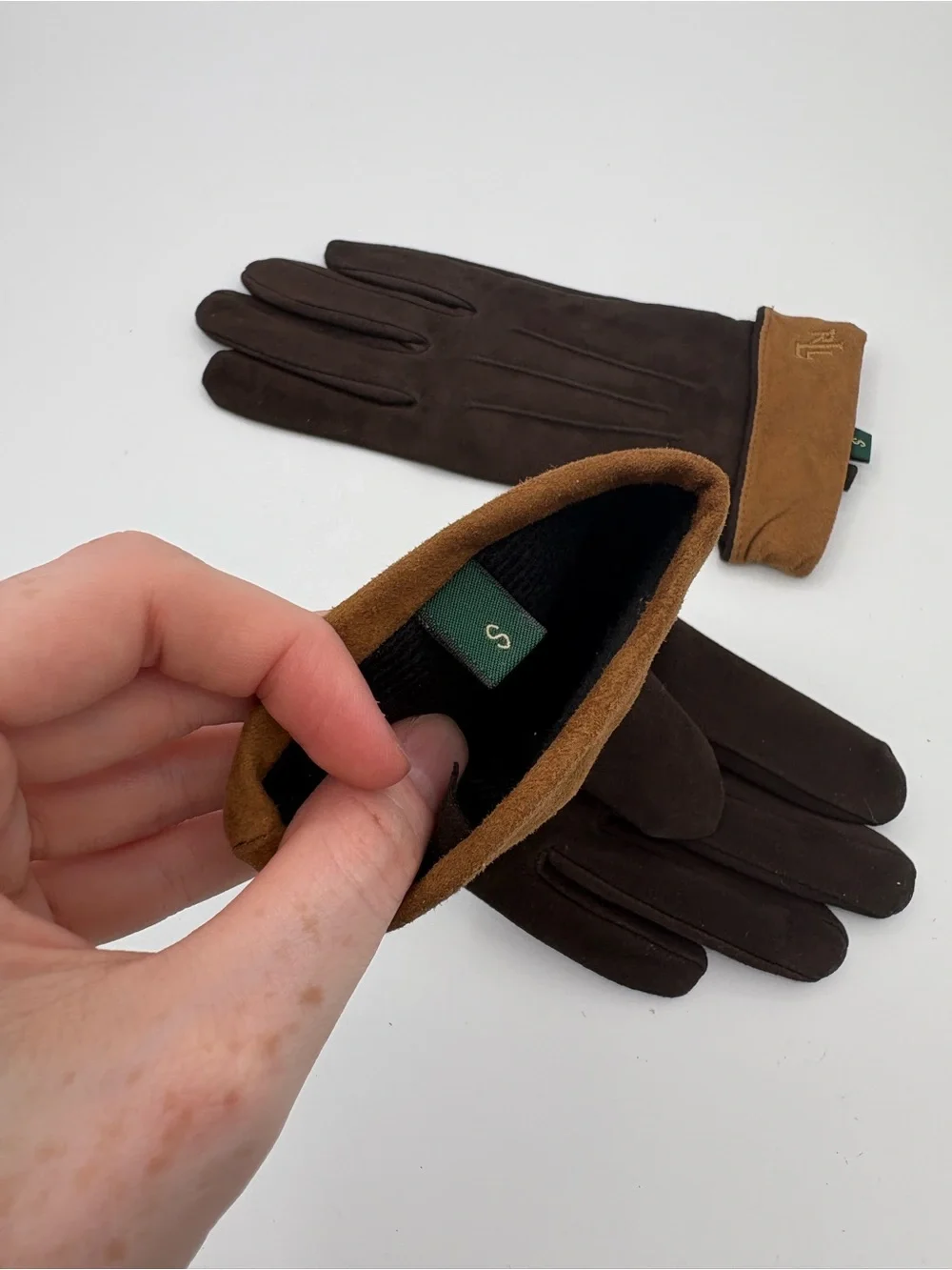 Ralph Lauren Leather Gloves Brown Tan Cuff RL Size Small Driving Gloves Fashion